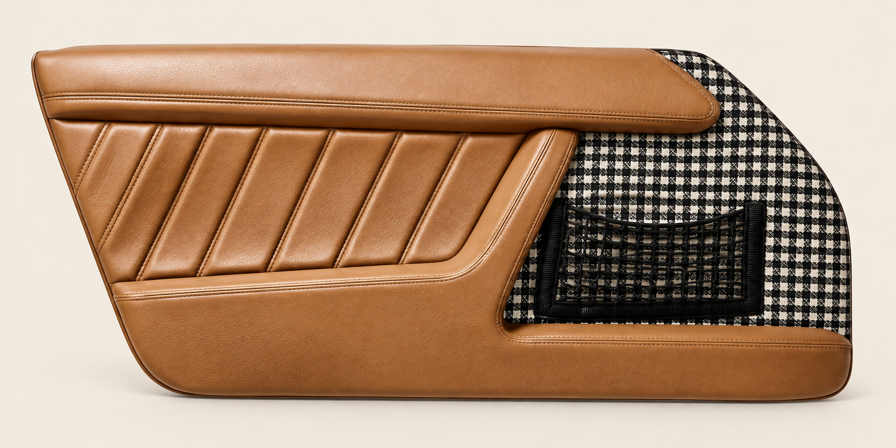 Classic Brown Leather door trim with houndstooth insert