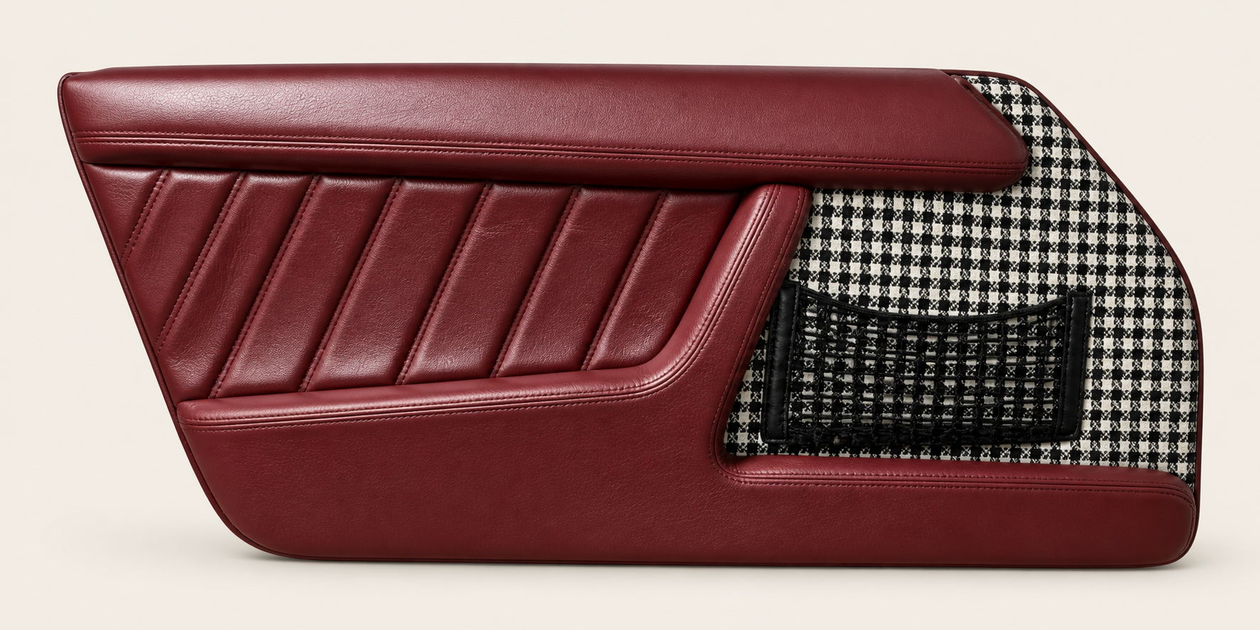 Houndstooth Burgundy door trim with houndstooth insert